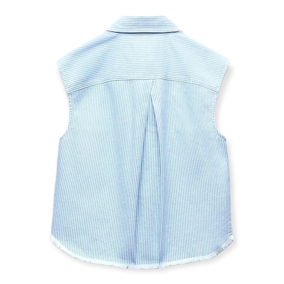 NEW Zara Denim Blue Pin Stripe Vest - Picture 8 of 11